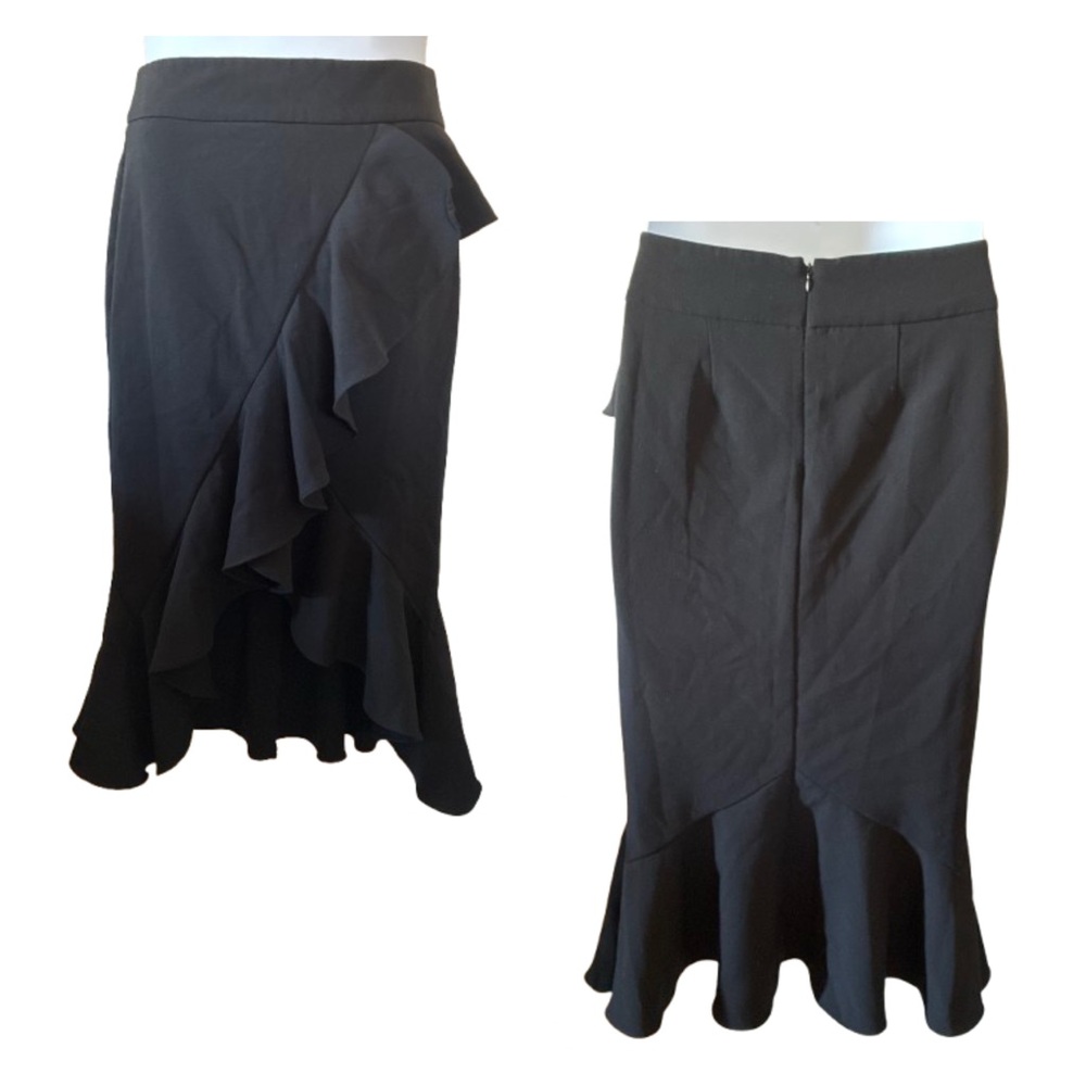 Elegant Black Hi-Low Ruffle Skirt
